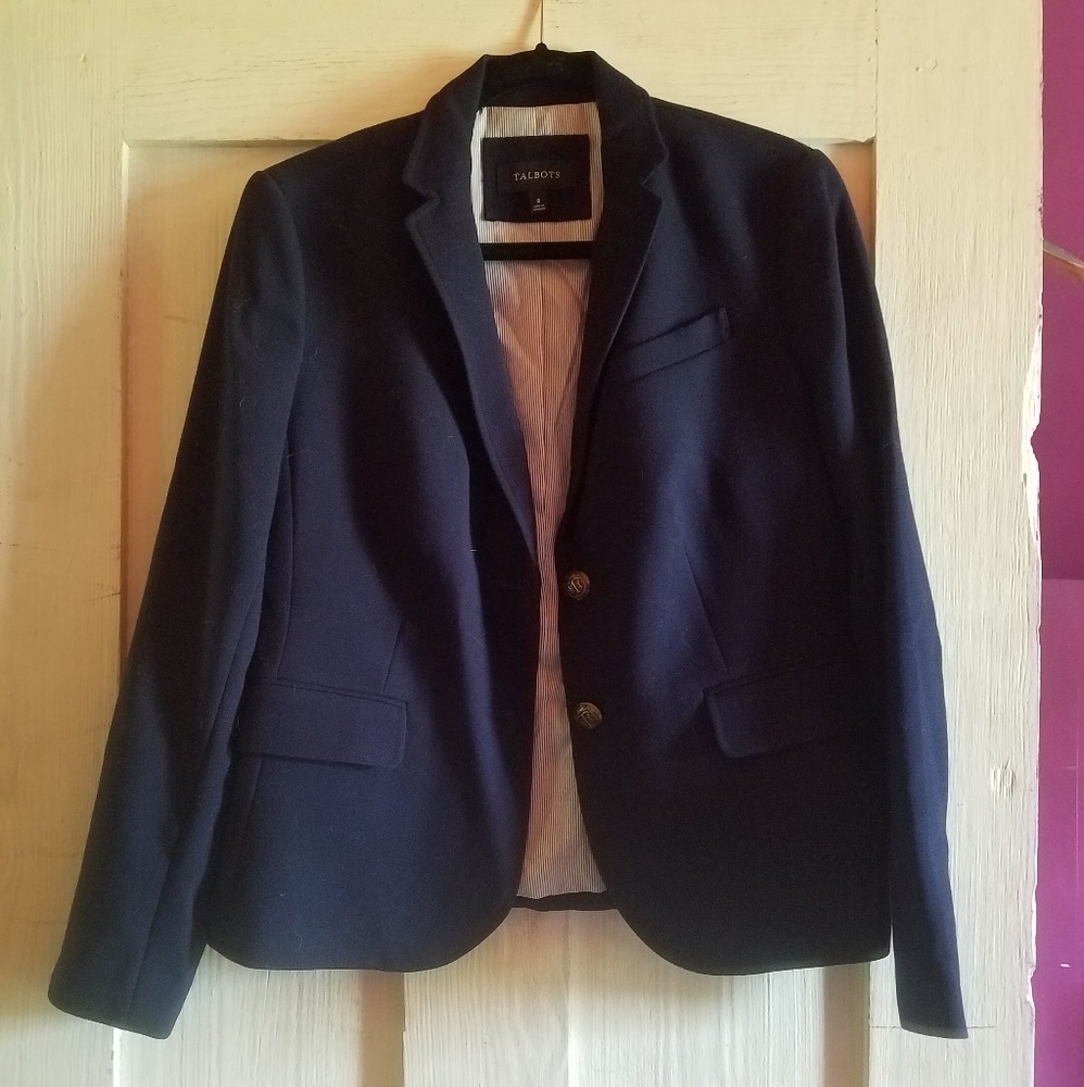 Navy blue wool blazer/ suit jacket